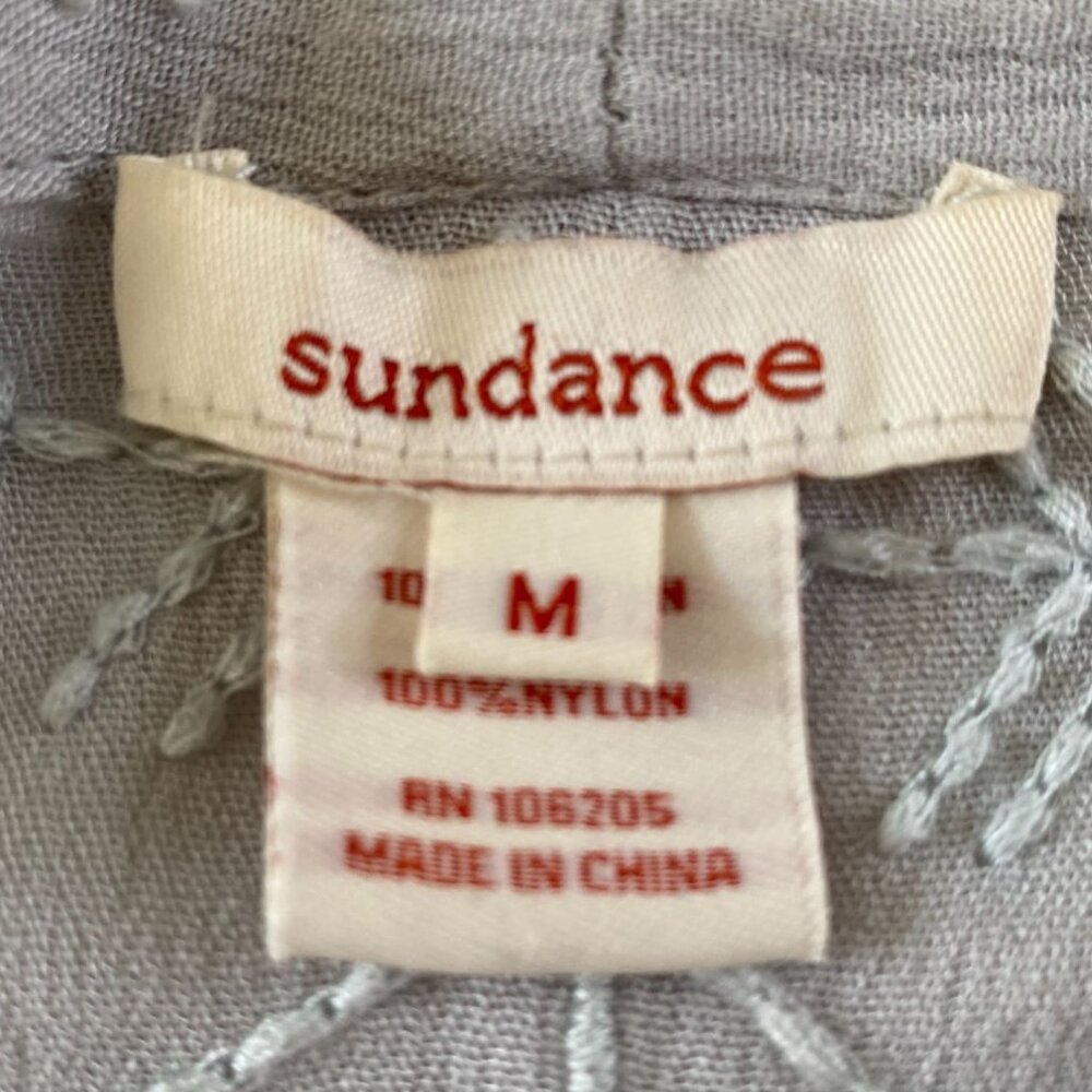Sundance Embroidered Cardigan M Gray Boho Open Front Lace Trim Festival Party - Picture 3 of 11